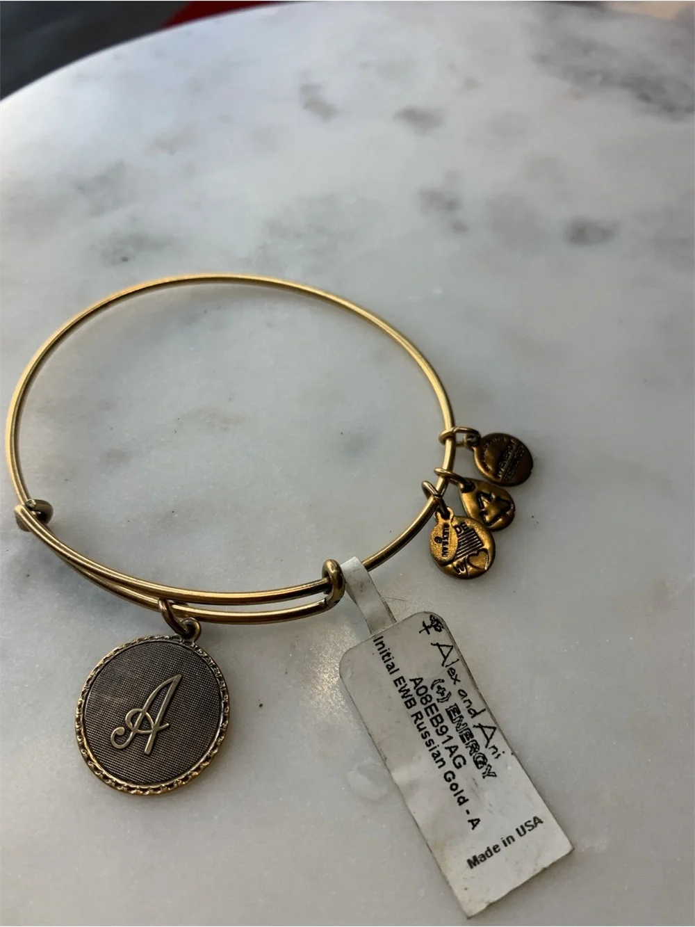 Alex and Ani Gold Initial A Charm Expandable Bangle